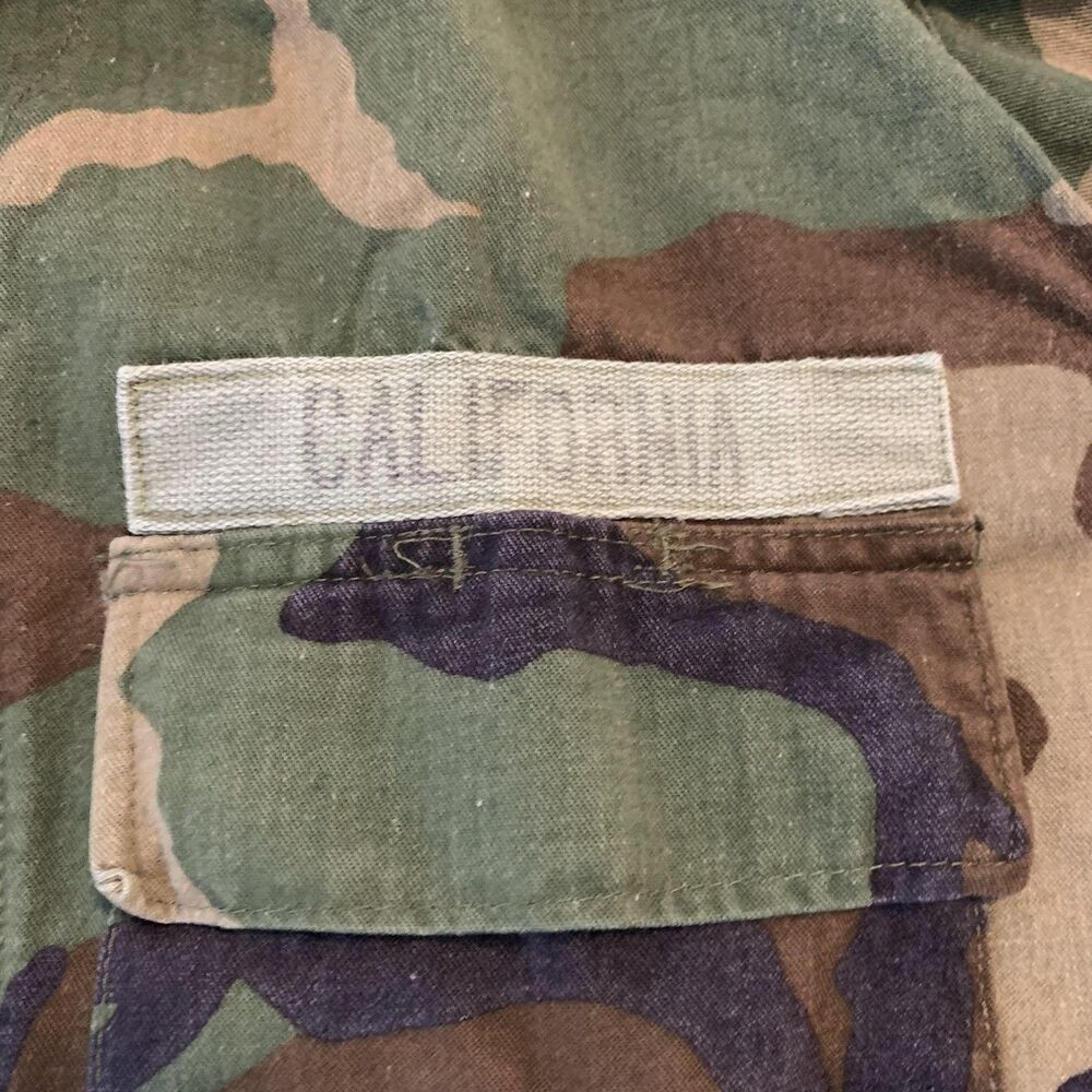 Vintage US Army BDU Jacket Mens Medium Long‎ Woodland Camo Combat Coat 90s - Picture 5 of 9